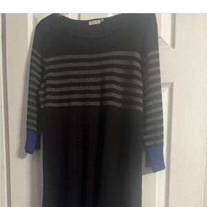 Eliza J Striped Fit & Knit Sweater Dress Black/gray/blue  Women's XL